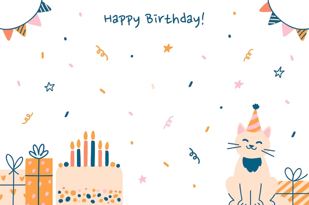 Free Vector hand drawn happy birthday background