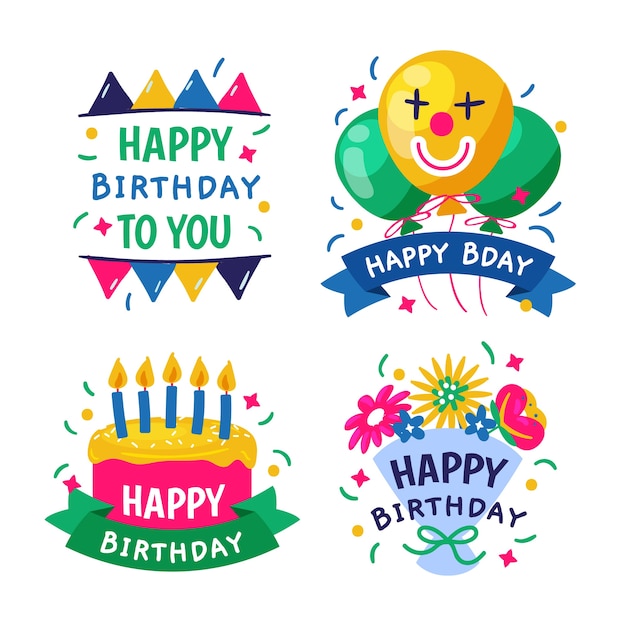 Free vector hand drawn happy birthday logos