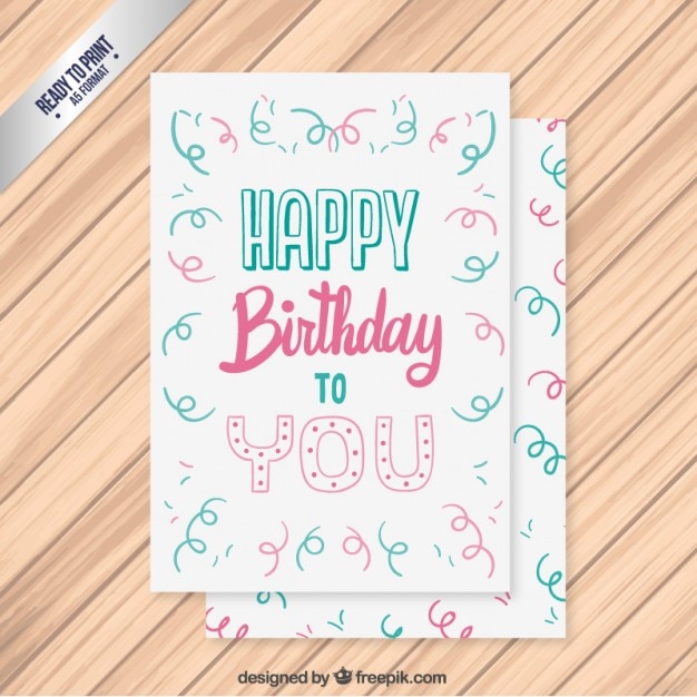 Disegnata a mano felice compleanno a te carta