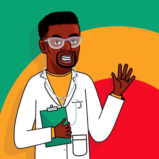 Free vector hand drawn happy black person illustration