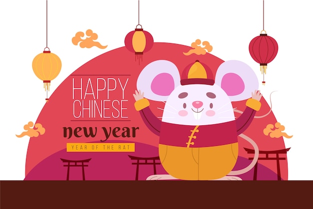 Free vector hand drawn happy chinese new year