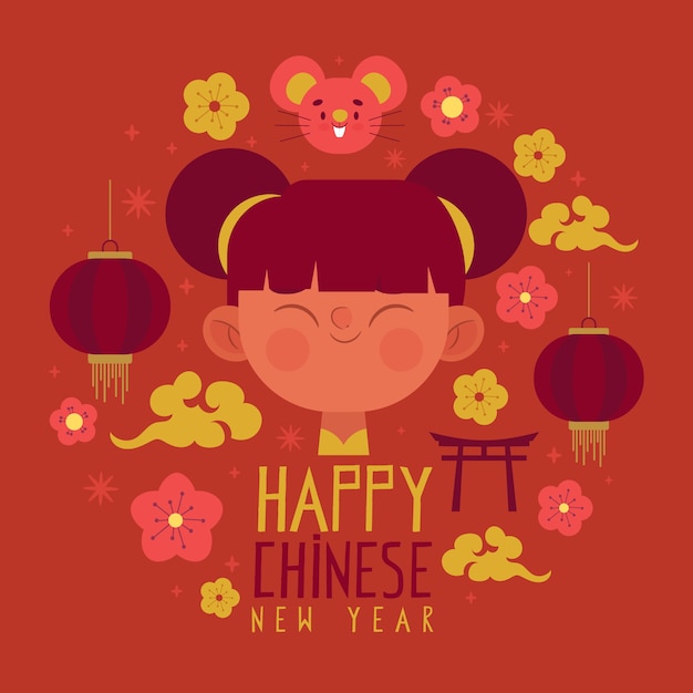 Hand drawn happy chinese new year