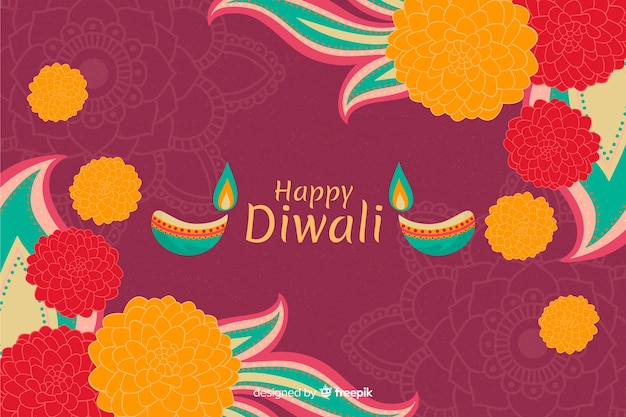 Hand drawn happy diwali background