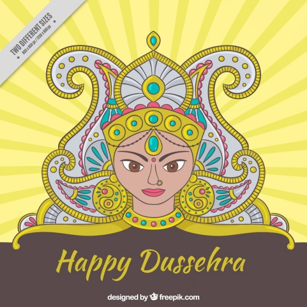 Vettore gratuito disegnata a mano felice dussehra sfondo ornamentale