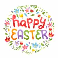 Free vector hand drawn happy easter day background with flowers