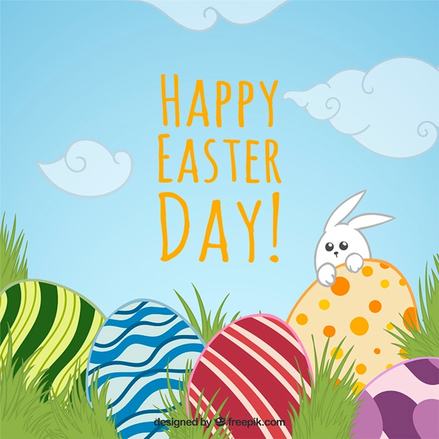 Vettore gratuito a mano felice di pasqua day background