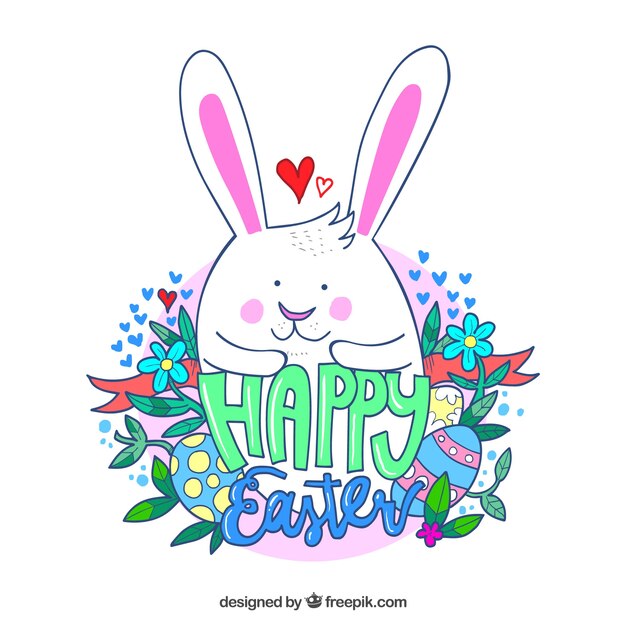 Hand drawn happy easter day background