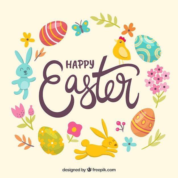 Hand drawn happy easter day background