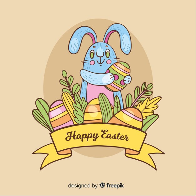 Hand drawn happy easter day background