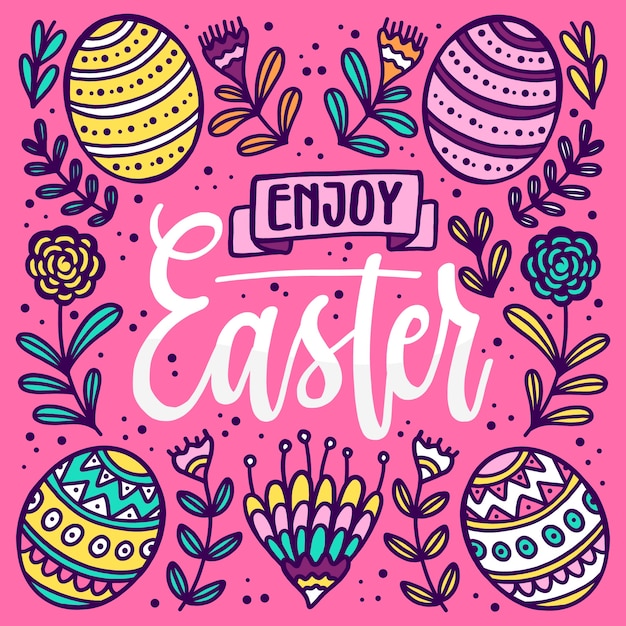 Hand drawn happy easter day concept