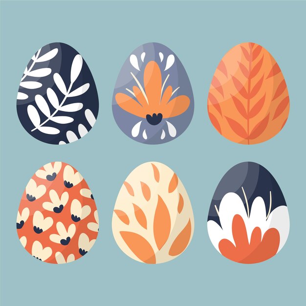 Hand drawn happy easter day eggs with nature painted design