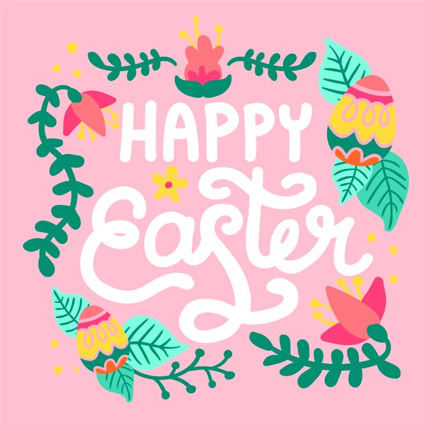 Hand drawn happy easter day lettering
