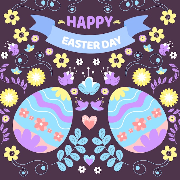 Free vector hand-drawn happy easter day