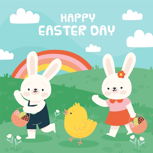 Free vector hand drawn happy easter day