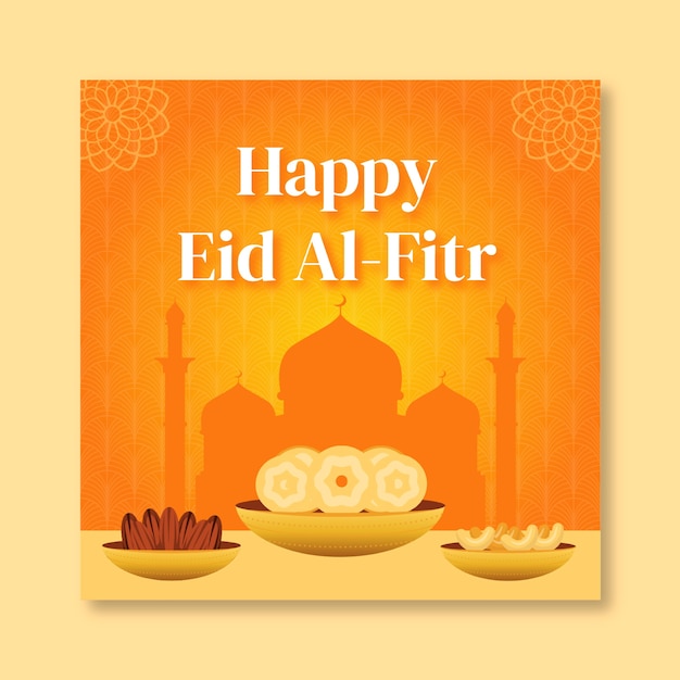 Vettore gratuito post di facebook felice eid al-fitr disegnato a mano