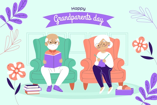 Hand drawn happy grandparents day background
