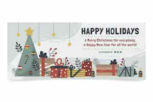 Free vector hand drawn happy holidays christmas banner