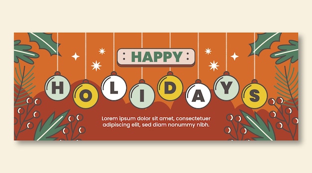 Free vector hand drawn happy holidays christmas banner