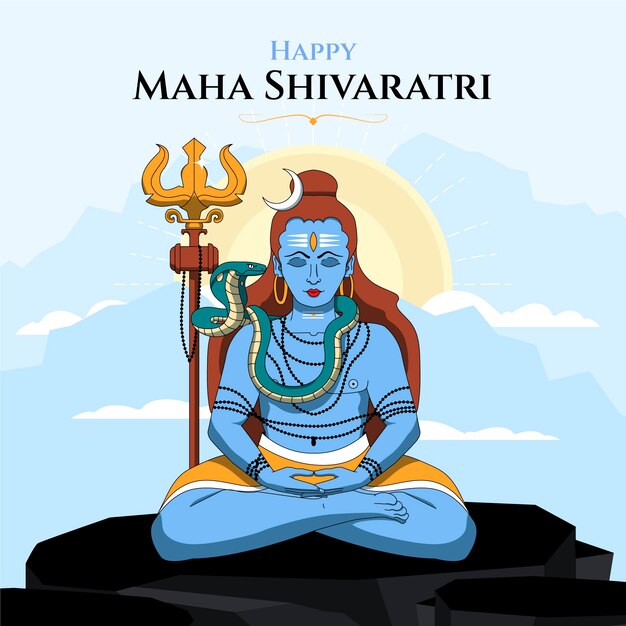 Illustrazione di maha shivaratri felice disegnata a mano