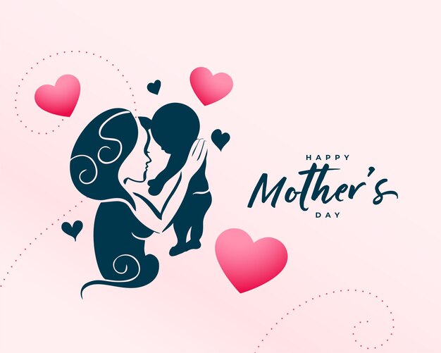 Hand drawn happy mothers day card design