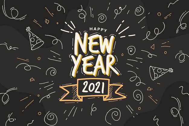 Free vector hand drawn happy new year 2021