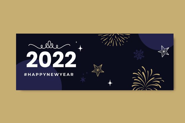 Hand drawn happy new year 2022 banner