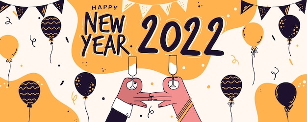 Ручной обращается с новым годом 2022 горизонтальный баннер