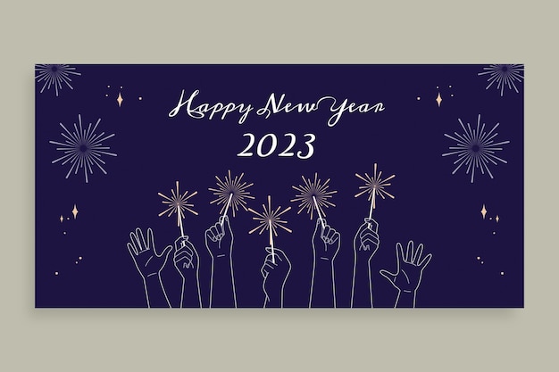 Hand drawn happy new year 2023 twitter post