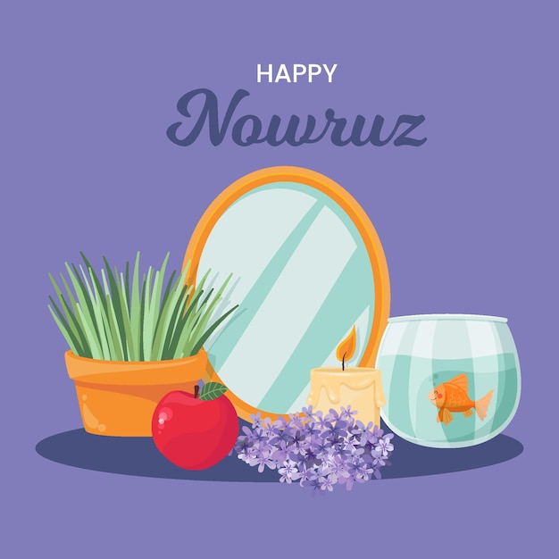 Hand drawn happy nowruz celebration