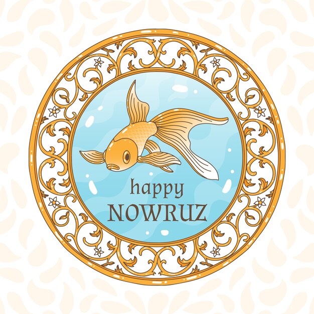 Hand-drawn happy nowruz day