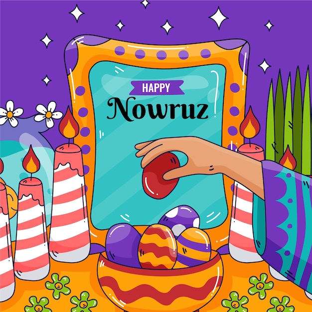 Free vector hand drawn happy nowruz illustration