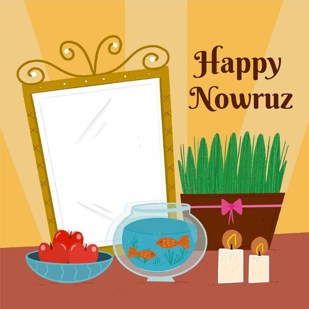 Hand drawn happy nowruz