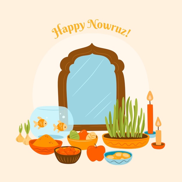 Vettore gratuito nowruz felice disegnato a mano