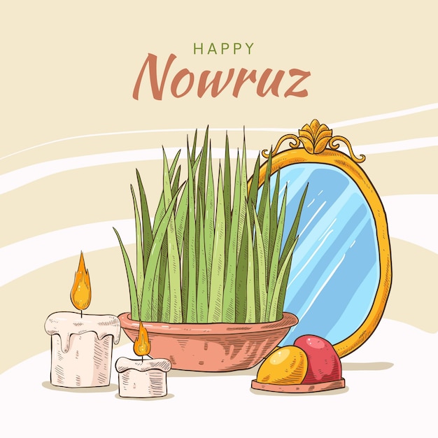 Hand drawn happy nowruz