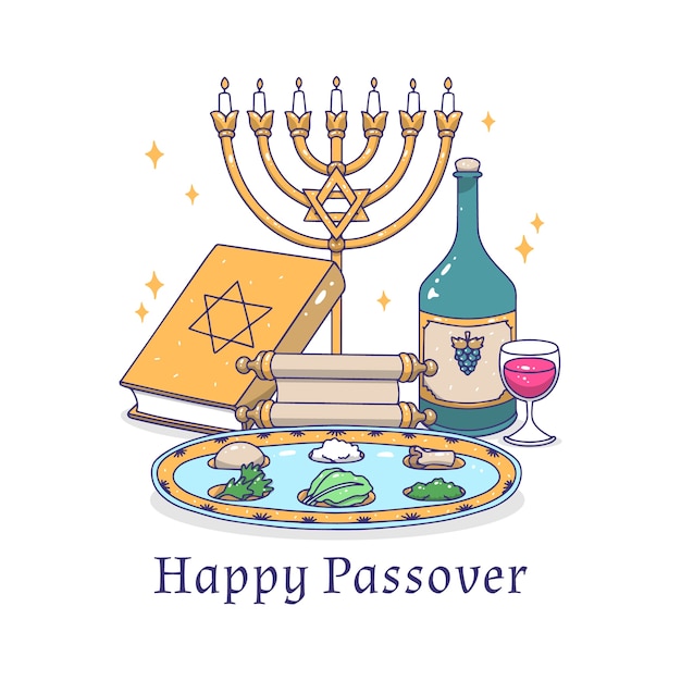 Free vector hand-drawn happy passover concept