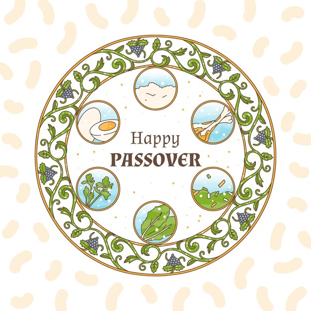 Hand-drawn happy passover design