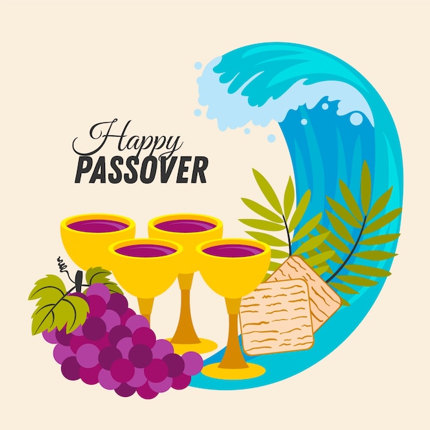 Hand-drawn happy passover event