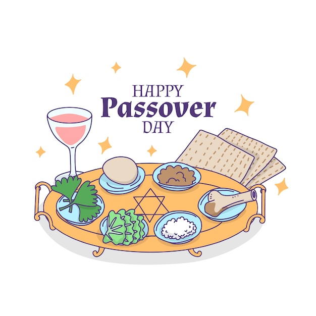 Hand-drawn happy passover theme