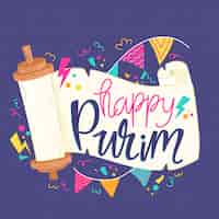 Free vector hand-drawn happy purim day