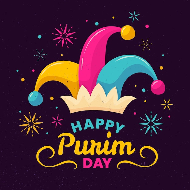 Free vector hand drawn happy purim day