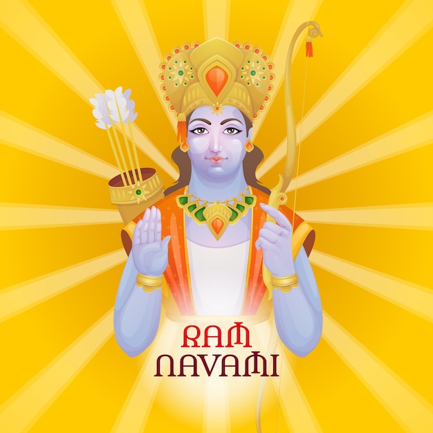 Hand-drawn happy ram navami day design