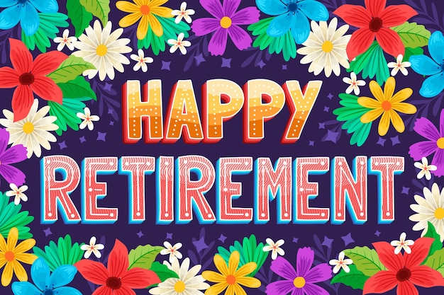 Hand drawn happy retirement lettering