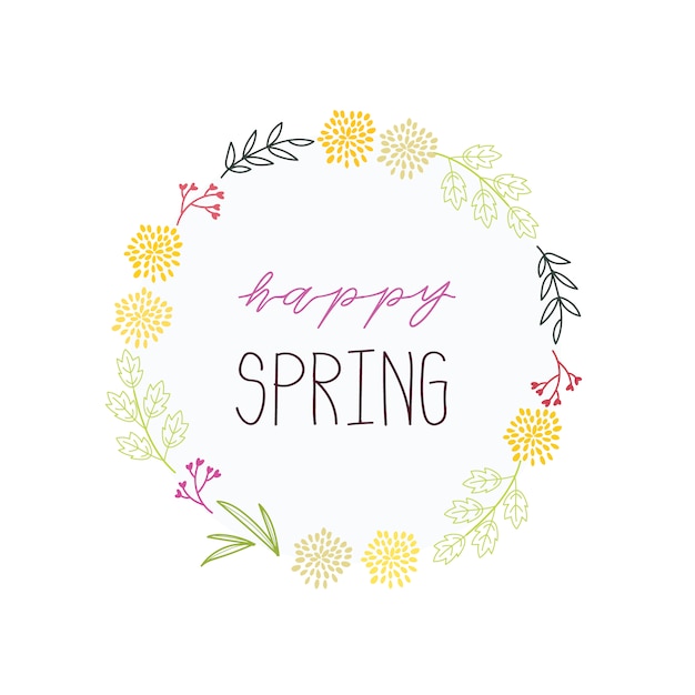 Hand drawn happy spring background