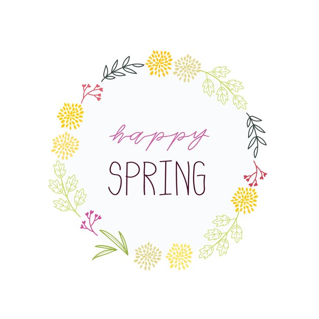 Hand drawn happy spring background