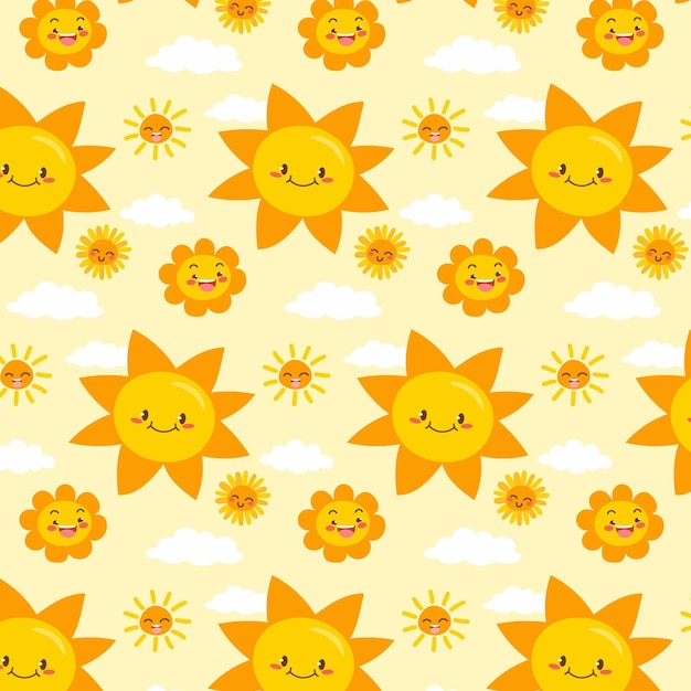Бесплатное векторное изображение Ручной обращается счастливый образец солнца