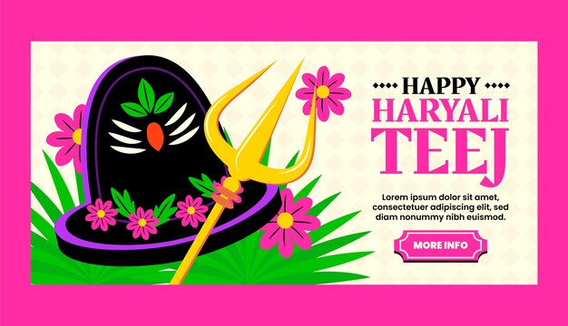 Free vector hand drawn happy teej horizontal banner