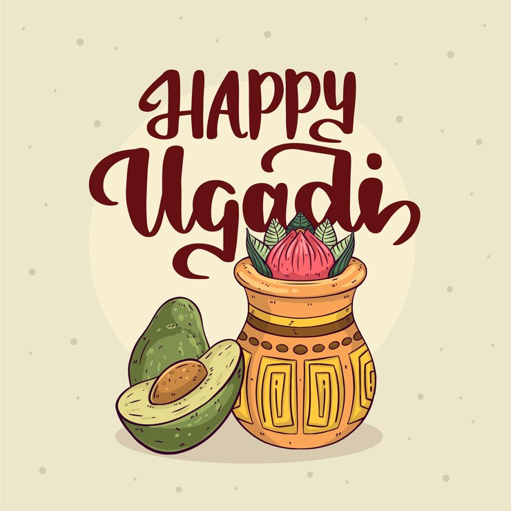 मुफ़्त वेक्टर hand-drawn happy ugadi concept