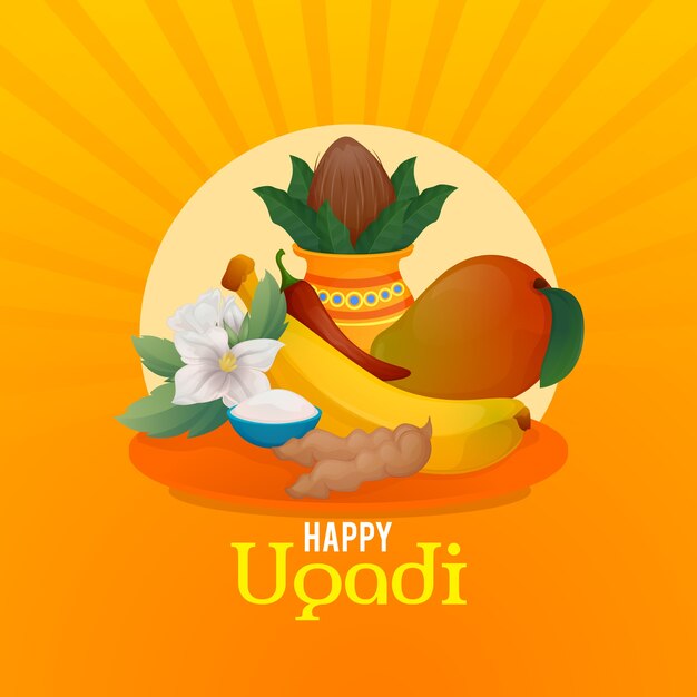 손으로 그린 행복 ugadi 하루 개념