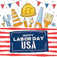 Free vector hand drawn happy usa labour day