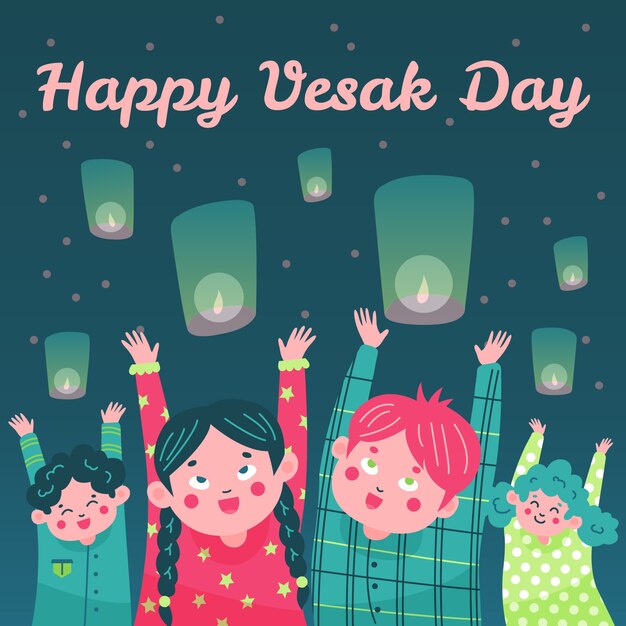 Hand drawn happy vesak day illustration